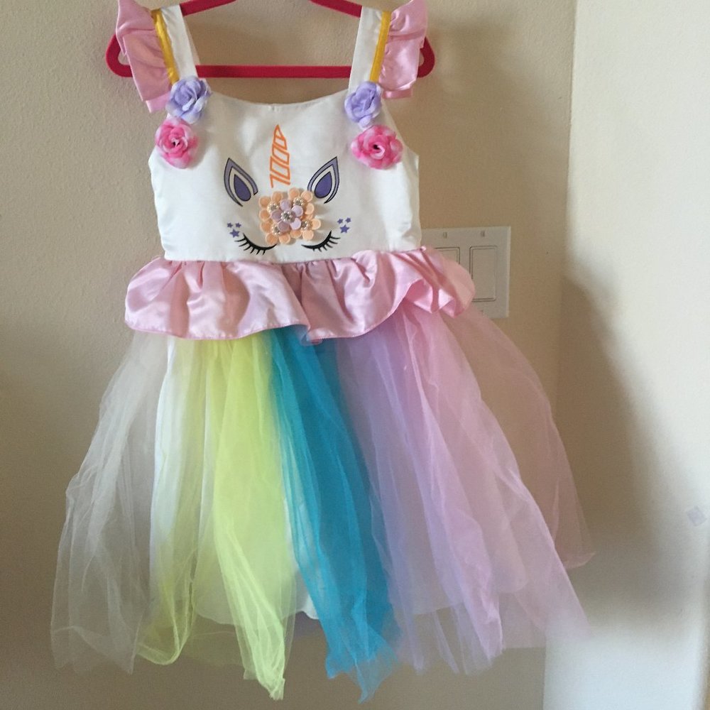 New Unicorn Little Girls Rainbow Dress